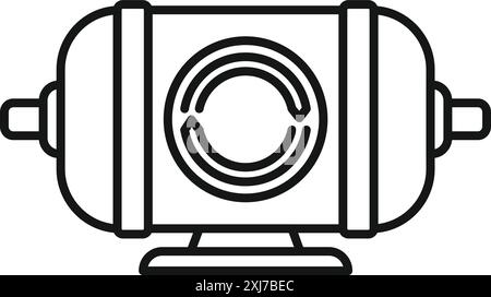 Electric motor icon representing a device converting electrical energy into mechanical energy, drawn in black outline style on a white background Stock Vector