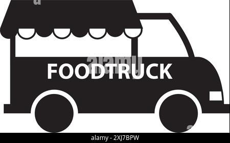 Food truck logo icon. Vector foodtruck kitchen street van design icon Stock Vector