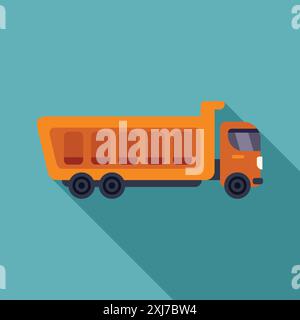 Orange tipper truck transporting building materials on a construction site Stock Vector