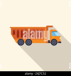 Orange tipper truck transporting building materials on a construction site Stock Vector