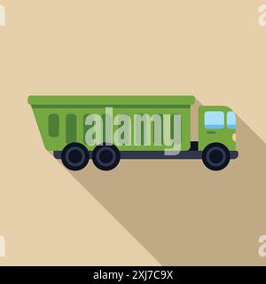 Green tipper truck transporting building materials on a construction site Stock Vector
