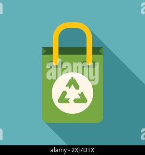 Green shopping bag showing recycling symbol promoting environmental awareness through sustainable practices Stock Vector