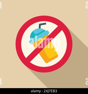 Red circle with a diagonal line through it indicating that drinks are not allowed in this area Stock Vector