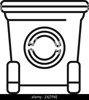 Line art icon of a recycling bin on wheels, representing waste management and eco friendly practices Stock Vector