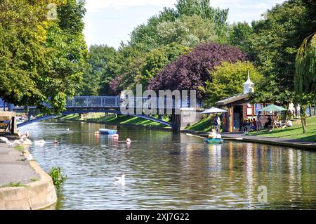 Boating on the Royal Military Canal, Hythe, Kent, England, United Kingdom Stock Photo