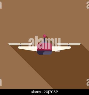 Drone flying with long shadow over brown background, modern technology for leisure and photography Stock Vector