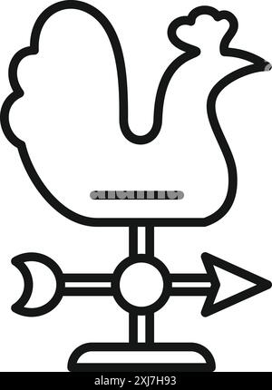 Outline icon of a weather vane showing the wind direction Stock Vector
