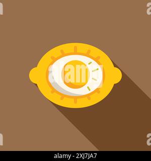 Lemon slice icon in flat style with long shadow, representing freshness and summer vibes Stock Vector