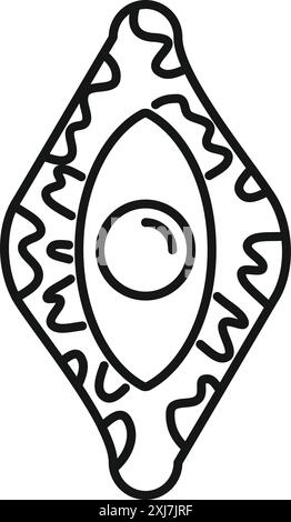 Line art icon of an eye with decorative elements around it, symbolizing the concept of big brother watching you Stock Vector