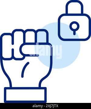 padlock protection active icon on white background. Simple element ...