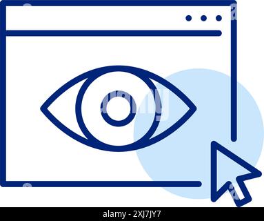 User engagement, website analytics and activity monitoring. Web page, eye and mouse click. Pixel perfect, editable stroke vector icon Stock Vector