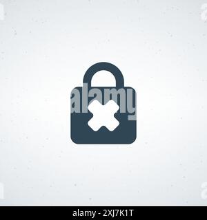 Black single lock with password protection. Closed lock. Stock vector illustration isolated on white background. Stock Vector