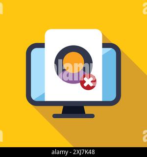 User profile being deleted on a computer screen, representing online privacy and data security Stock Vector