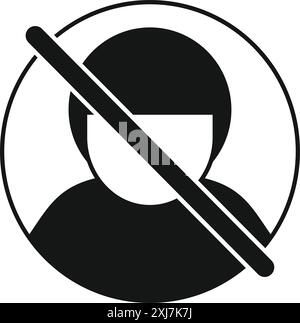 Black silhouette is crossed out with a diagonal line symbolizing a ban Stock Vector