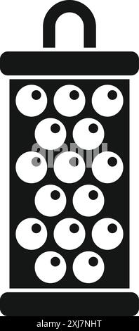 Simple icon of a black cylinder aquarium aerator with air bubbles for increasing oxygen level in water Stock Vector