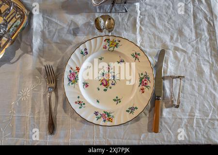 Elegant historical dinner table setting Stock Photo
