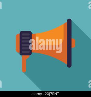 Orange megaphone making an announcement, delivering a message, speaking out loud, giving orders Stock Vector