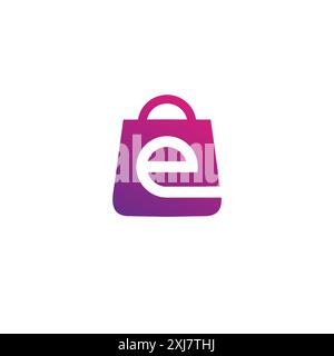 Ecommerce Logo Design. Online Shop Logo Template. Bag Letter E Logo Stock Vector