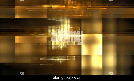 Digital abstract geometric pattern of gold and brown rectangles. Hi tech digital interior Abstract data center server. Pattern creates sense of depth Stock Photo