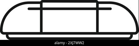 Simple black and white icon of a monorail train traveling on a single rail Stock Vector