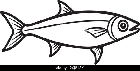 Anchovy fish silhouette isolated on white, animal anchovy natural logo vector icon silhouette Stock Vector