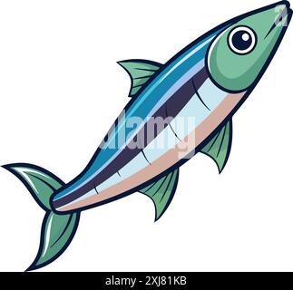 anchovy fish illustration design vector silhouette Stock Vector