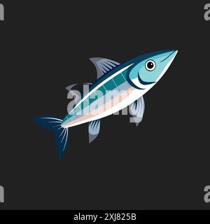 anchovy fish illustration design vector silhouette Stock Vector