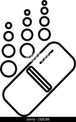 Outline icon of a nano robot delivering drugs to infected cells for targeted medical treatment Stock Vector