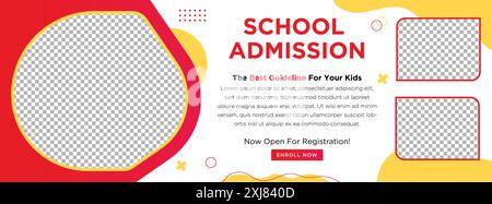 School Admission Banner Template with photo Stock Vector