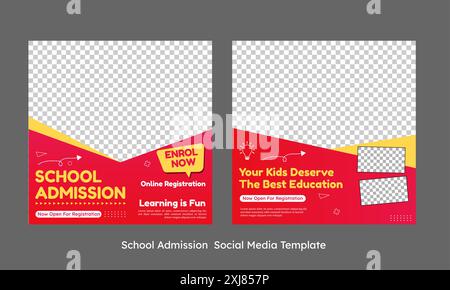 School Admission Social Media Template Stock Vector