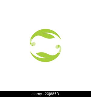 Circle Leaf Logo vector. Leaves Organic Vector Stock Vector