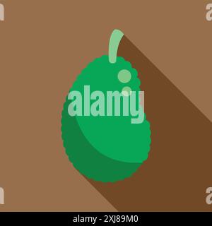 Green soursop fruit on a brown background with a long shadow Stock Vector
