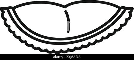 Simple line art of a durian fruit cut in half, showing the seeds inside Stock Vector