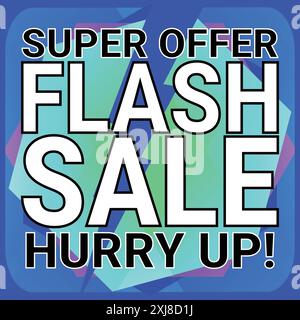 Super Offer Flash Sale Hurry Up Square Banner to Promote Sale and Items with Blue Background Stock Vector