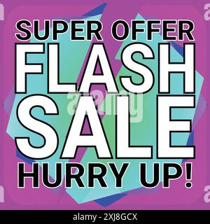 Super Offer Flash Sale Hurry Up Square Banner to Promote Sale and Items with Pink Background Stock Vector