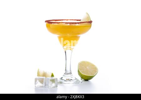 Fresh mango cocktail. Mexican mango cocktail isolated on white background Stock Photo