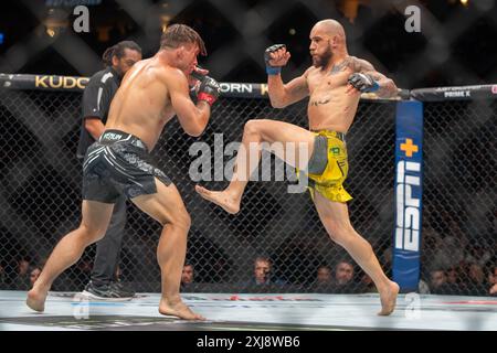 UFC Lightweight  Drew Dober and Jean Silva fighting during UFC on ESPN 59 at Ball Arena Stock Photo