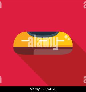 Minimalist illustration of a yellow monorail train moving on the railway Stock Vector