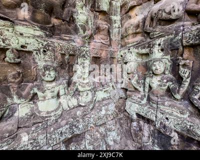 The Terrace of the Leper King, part of the walled city of Angkor Thom, a ruined temple complex in Angkor, UNESCO World Heritage Site, Cambodia, Indoch Stock Photo