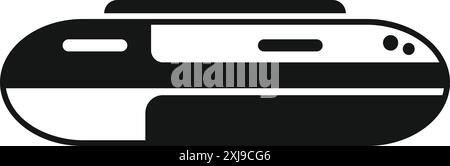 Simple glyph pictogram of a fast train moving forward, isolated on white background Stock Vector