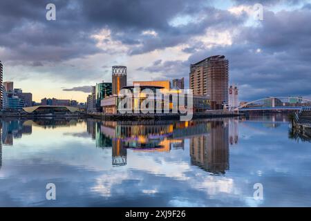 The Lowry Centre and Theatre, Media City UK, Salford Quays, Greater Manchester, England, United Kingdom, Europe Copyright: JohnxGuidi 1237-694 Stock Photo