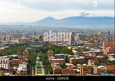 Overview from Cascade stairway with Mount Ararat in the background, Yerevan, Armenia, Eurasia Copyright: GOUPIxCHRISTIAN 1382-570 Stock Photo