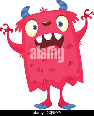 Scary cartoon monster character. Halloween design. Vector illustration of alien character isolated Stock Vector