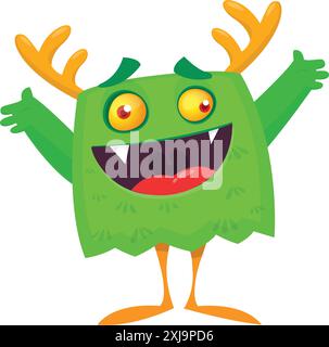Funny cartoon monster character. Halloween design. Vector illustration of alien character isolated Stock Vector