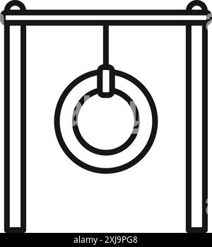 Simple icon of gymnastic rings hanging on a metal frame, perfect for representing fitness training Stock Vector