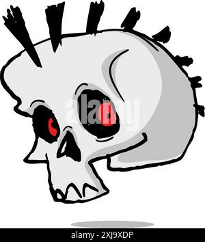 Grim reaper illustration. Cartoon Halloween funny skull isolated on white background. Great for icon or tattoo Stock Vector