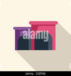 Two entrances to the underground subway tunnel system casting a long shadow Stock Vector