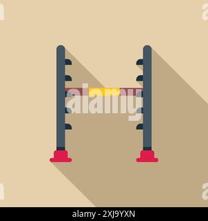 Adjustable gymnastic bar with long shadow on light brown background Stock Vector