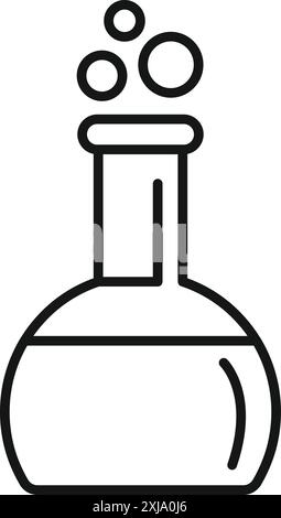 Line drawing of a chemical flask with bubbles representing a scientific experiment Stock Vector