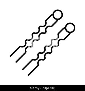 bobby pins icon set in thin line outline style and linear vector sign Stock Vector